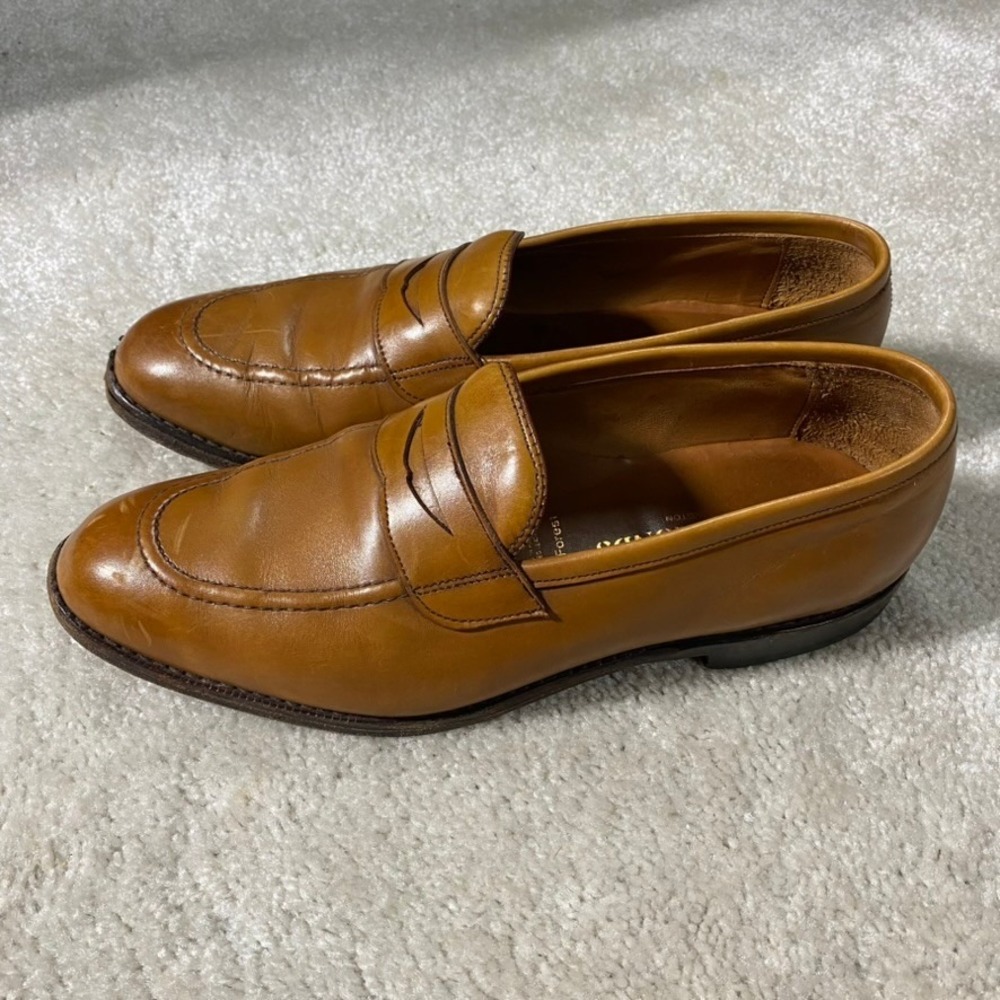 Allen Edmonds Loafers Mens 10 D Lake Forest Tan Leather Penny Dress Shoes